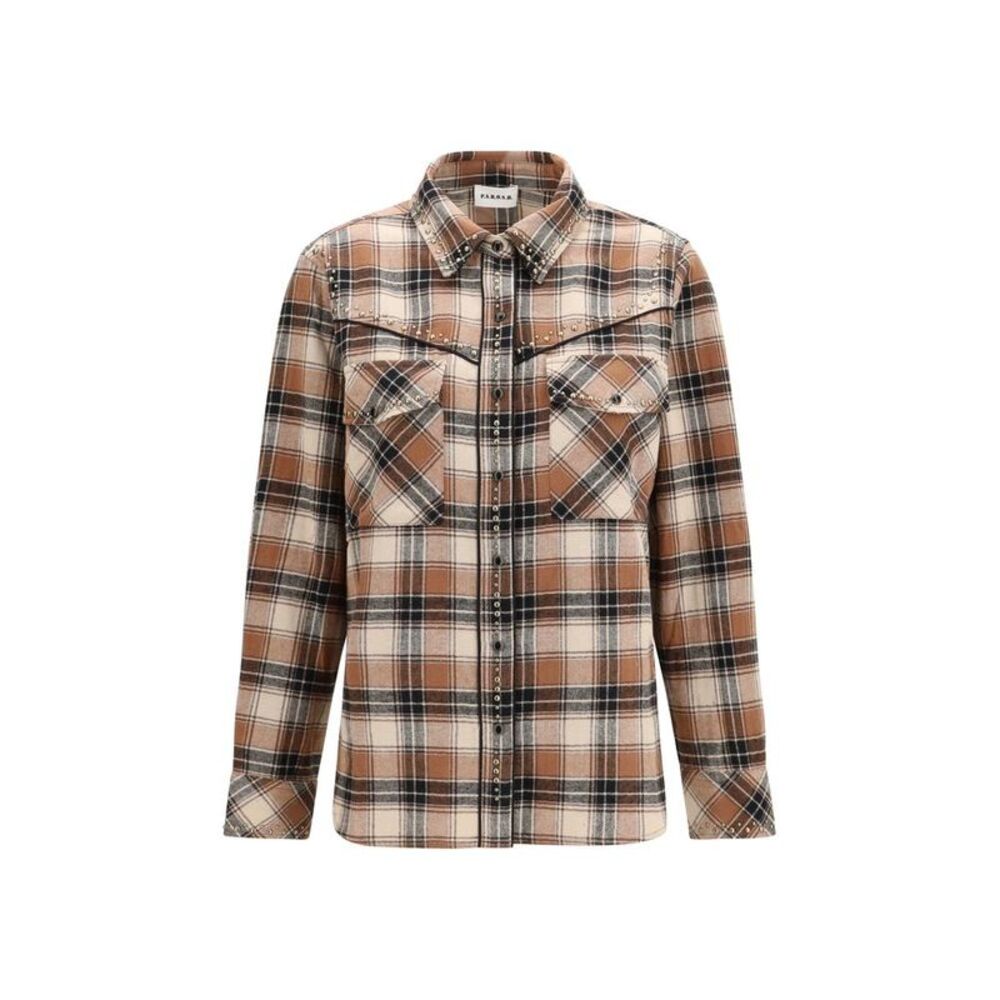 P.A.R.O.S.H. Brown Cotton Pattern Women's Shirt